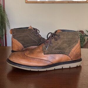 Bed Stu Capacity Chukka Boots Two Tone Leather Suede Brown Green | Men's Sz 10.5
